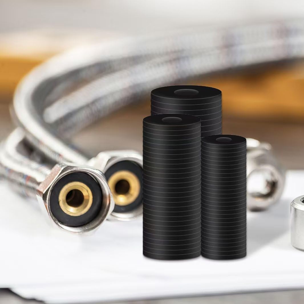 120Pcs Flat Rubber Washers Assortment Kit,16/18/20/25/30mm Black Washer,Vibration Absorbing Pads Sealing Rubber Washers for Faucets Garden Bolts Screws Hose Plumbing Shower Head- 5 Sizes