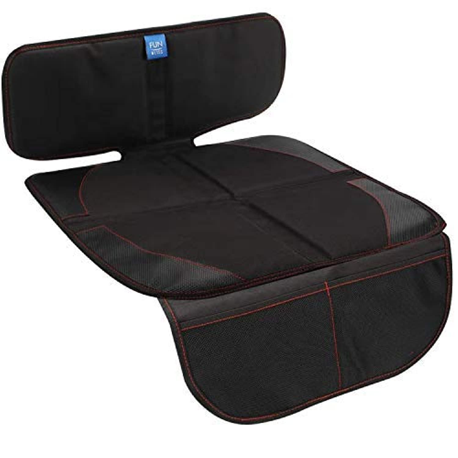 Funbliss Car Seat Protector for Child Car Seat - Auto Seat Cover Mat for Under Carseat with Thickest Padding to Protect Leather & Fabric Upholstery,PVC Leather Reinforced Corners