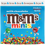 M&M'S MINIS Milk Chocolate Candy Assortment, Family Size, 16.9 oz Resealable Bulk Chocolate Candy Bag