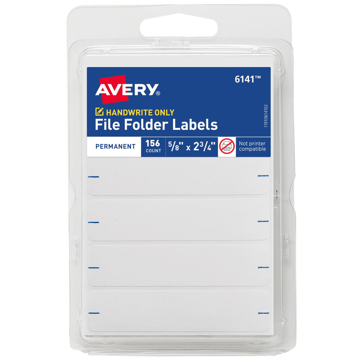 Avery Aktenordner-Etiketten, 16 x 70 mm, Weiß, nicht bedruckbar, insgesamt 156 leere Etiketten (6141)
