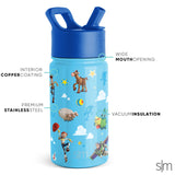 Simple Modern Disney Pixar Toy Story Kids Water Bottle with Straw Lid | Reusable Insulated Stainless Steel Cup for Boys, School | Summit Collection | 14oz, Toy Story Andys Toys