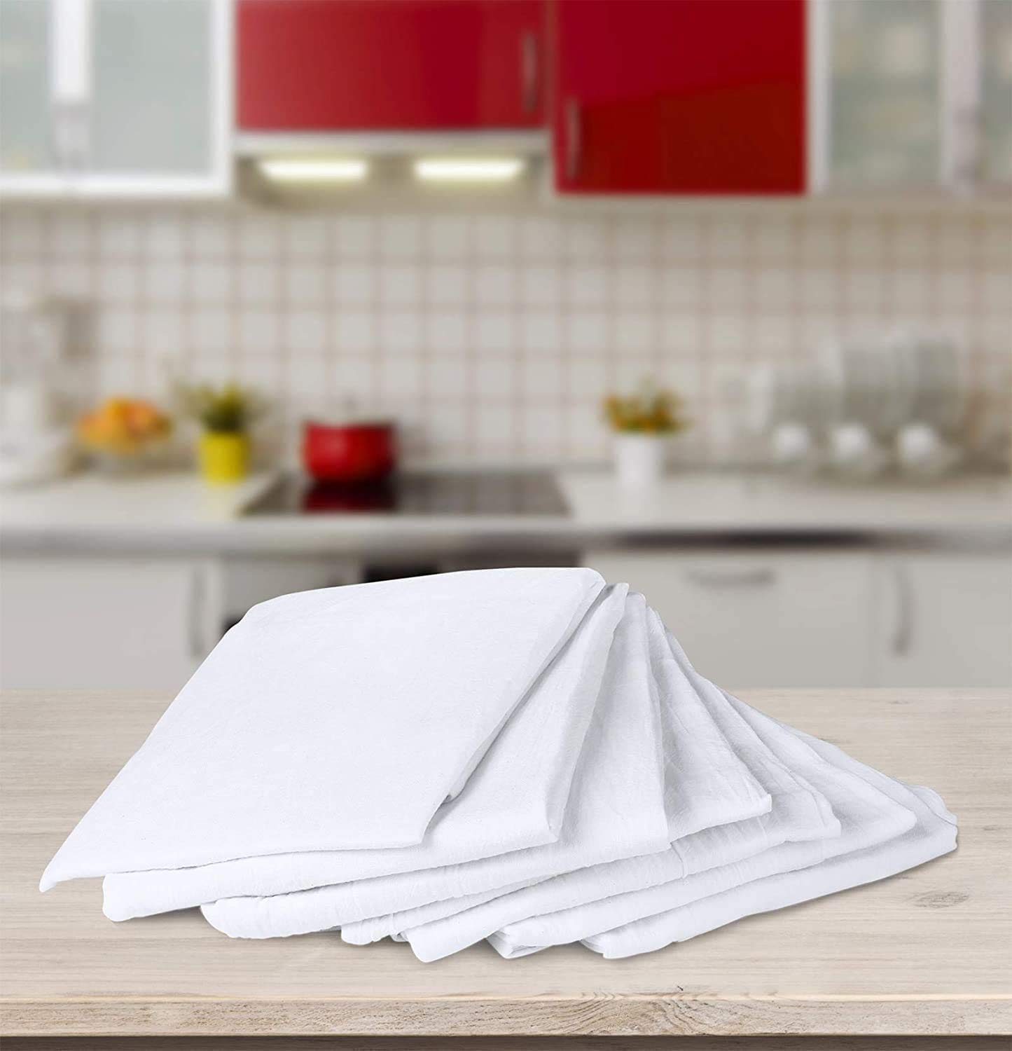 SIMPLI-MAGIC Kitchen Towels, 24"x24", Flour Sack White 12 Count
