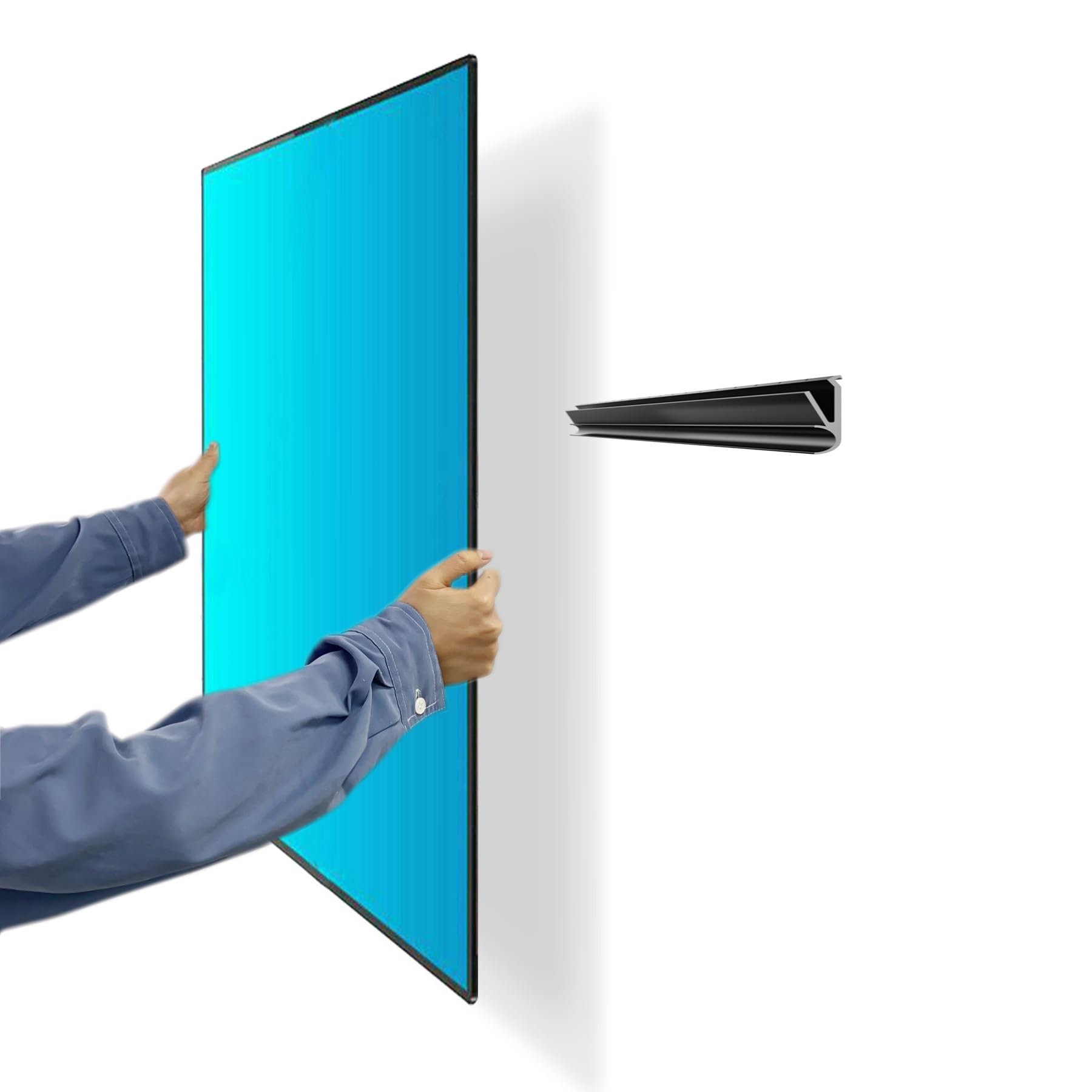 No Stud TV Wall Mount, 32-75 inch TVs Drywall Studless Bracket, No Damage, No Drill, Non Screws, 1 Minutes Easy Install TV Hanger fits VESA 100x100 to 600x400, Include Hardware Levels