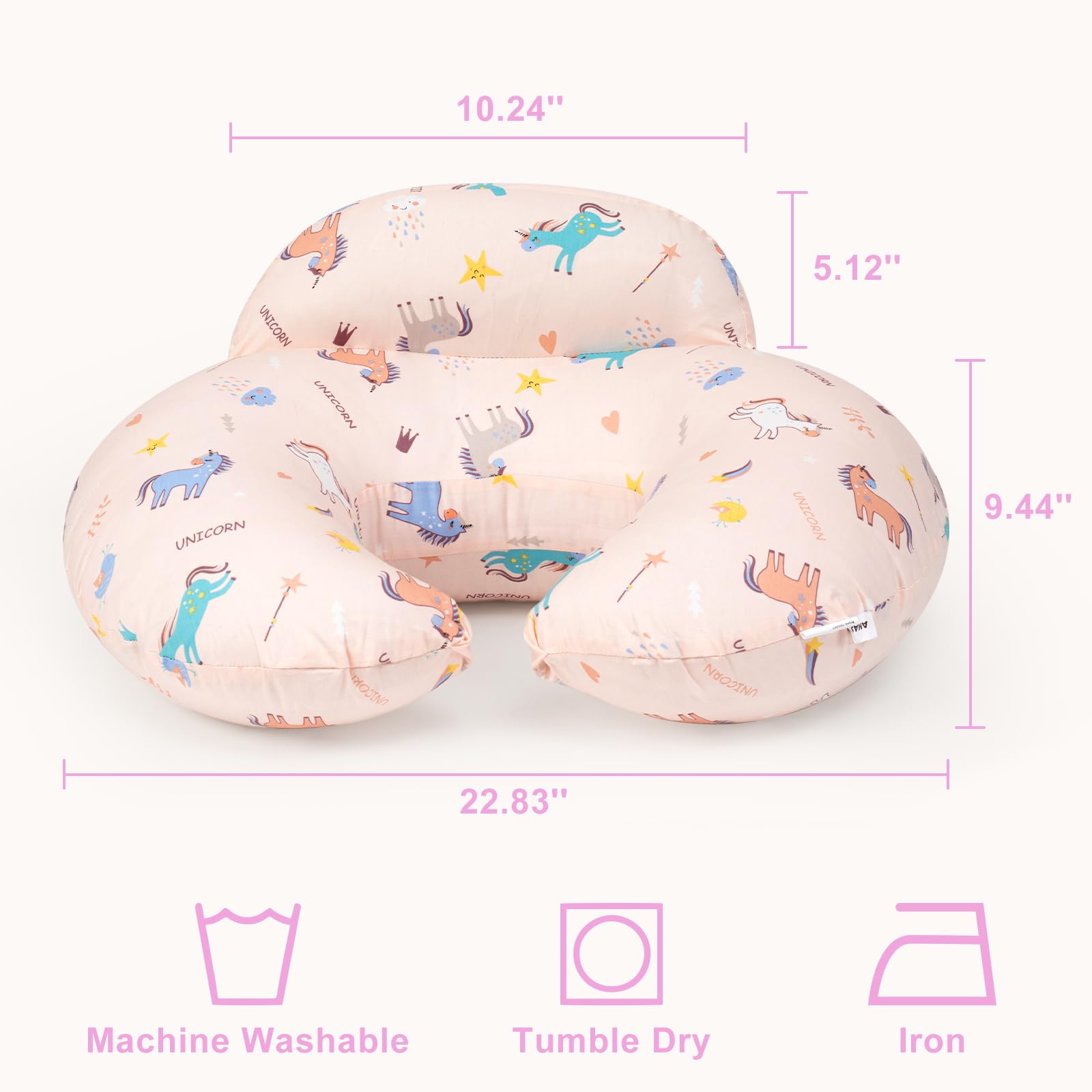 AMASKY Nursing Pillow, Breastfeeding Pillows, with Removable Pillow Cover, Ergonomic Nursing Essentials for Bottle Feeding, Machine Washable, Pink