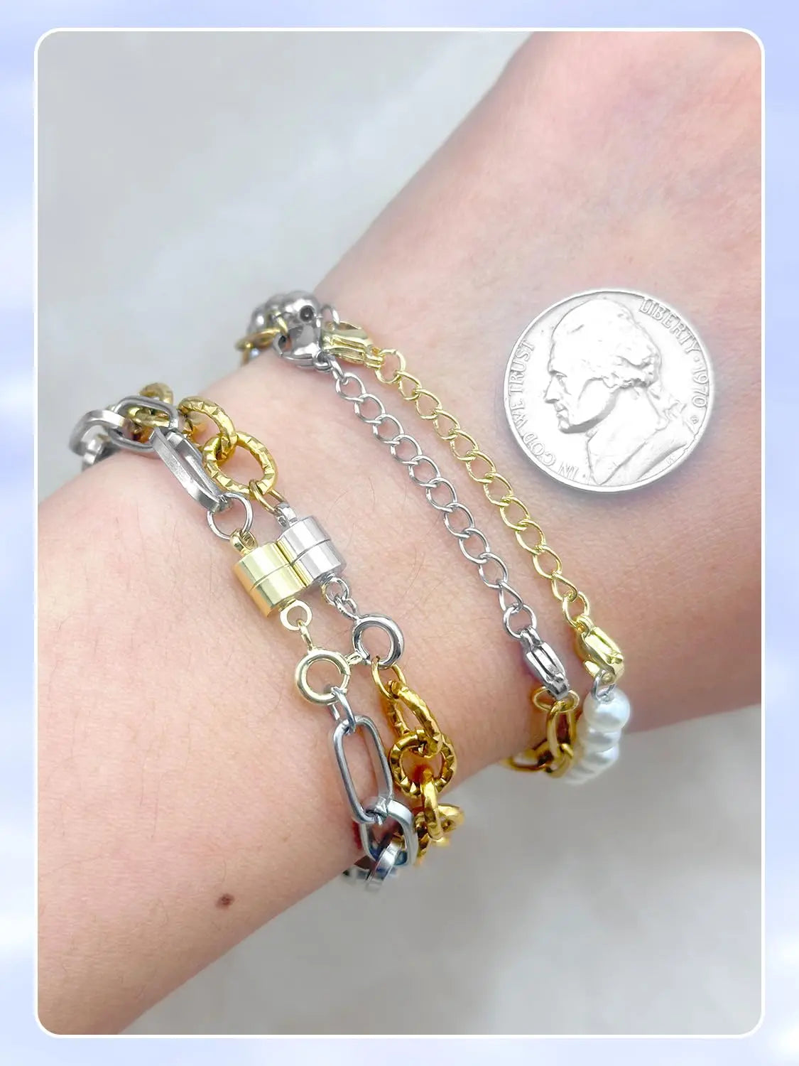 Evnlo Necklace Extender and Magnetic Necklace Clasp,Gold and Silver Chain Extenders for Necklaces Bracelet Jewelry