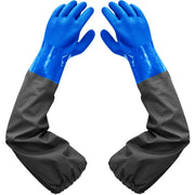 Haiou PVC Chemical Resistant, Long Rubber, Heavy Duty Waterproof Gloves for Chemical and Acid Work, 25 inches, Large-(Blue)