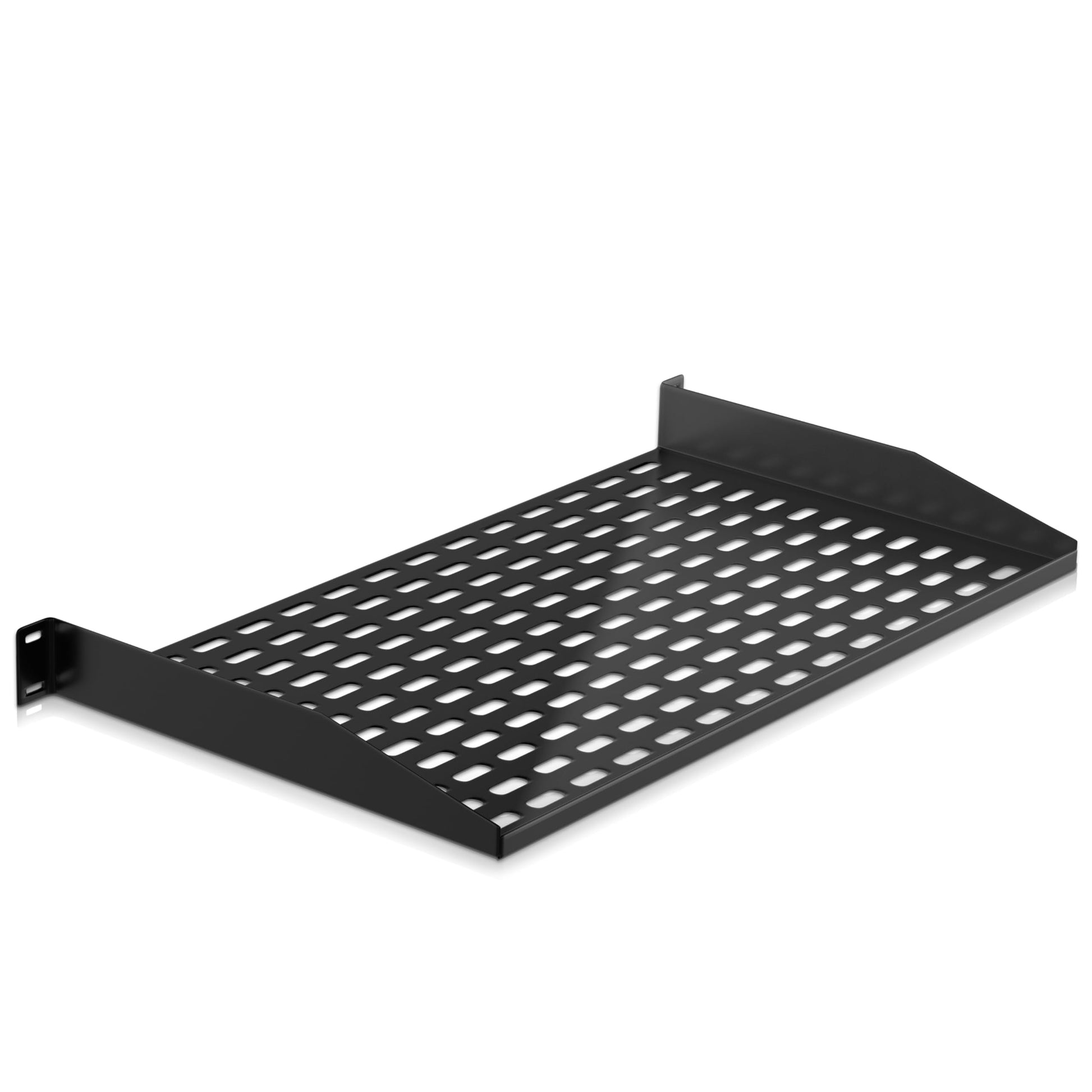 Pyle 19-Inch 1U Server, Vented Shelves for Good Air Circulation Cantilever Wall Rack, Universal Device, Cabinet Shelf, Computer Case Mounting Tray, Black (PLRSTN14U)