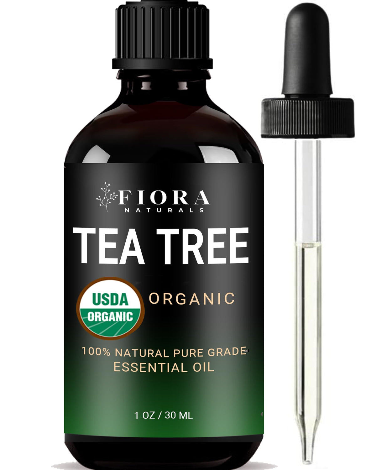 Tea Tree Oil - 100% Pure Organic Tea Tree Essential Oil for Skin, Face, Hair, Scalp, Nails, and Toenail - Therapeutic Grade Tree Tea Oil for Acne & Hair Growth - 1 fl oz - by Fiora Naturals