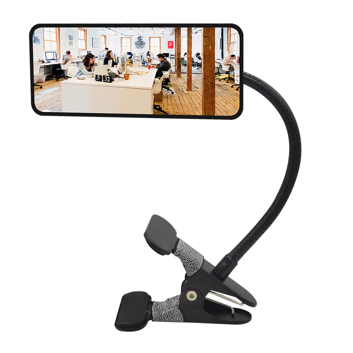 Ampper Clip On Security Mirror, Convex Cubicle Mirror for Personal Safety and Security Desk Rear View Monitors or Anywhere (6.69" x 2.95", Rectangle)