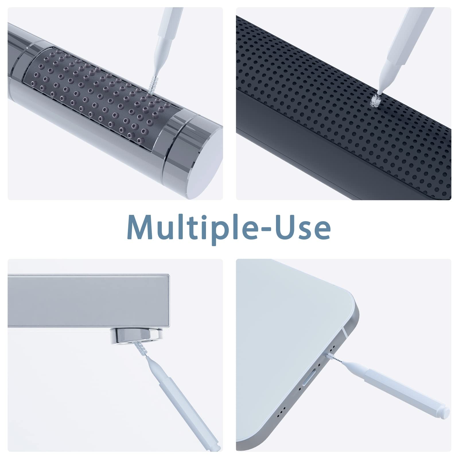 Lumkew Shower Head Cleaning Brush for Small Hole,Multifunctional Shower Head Cleaner Tool Anti-Clogging Nozzle with Storage Boxes, Showerhead Cleaning Brushes Picks for Household Bathroom, White