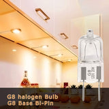 YBEK G8 Halogen Light Bulbs 20W 120V Xenon Under Cabinet Lighting Replacements 2Pin 2700K Warm White (Pack of 10)