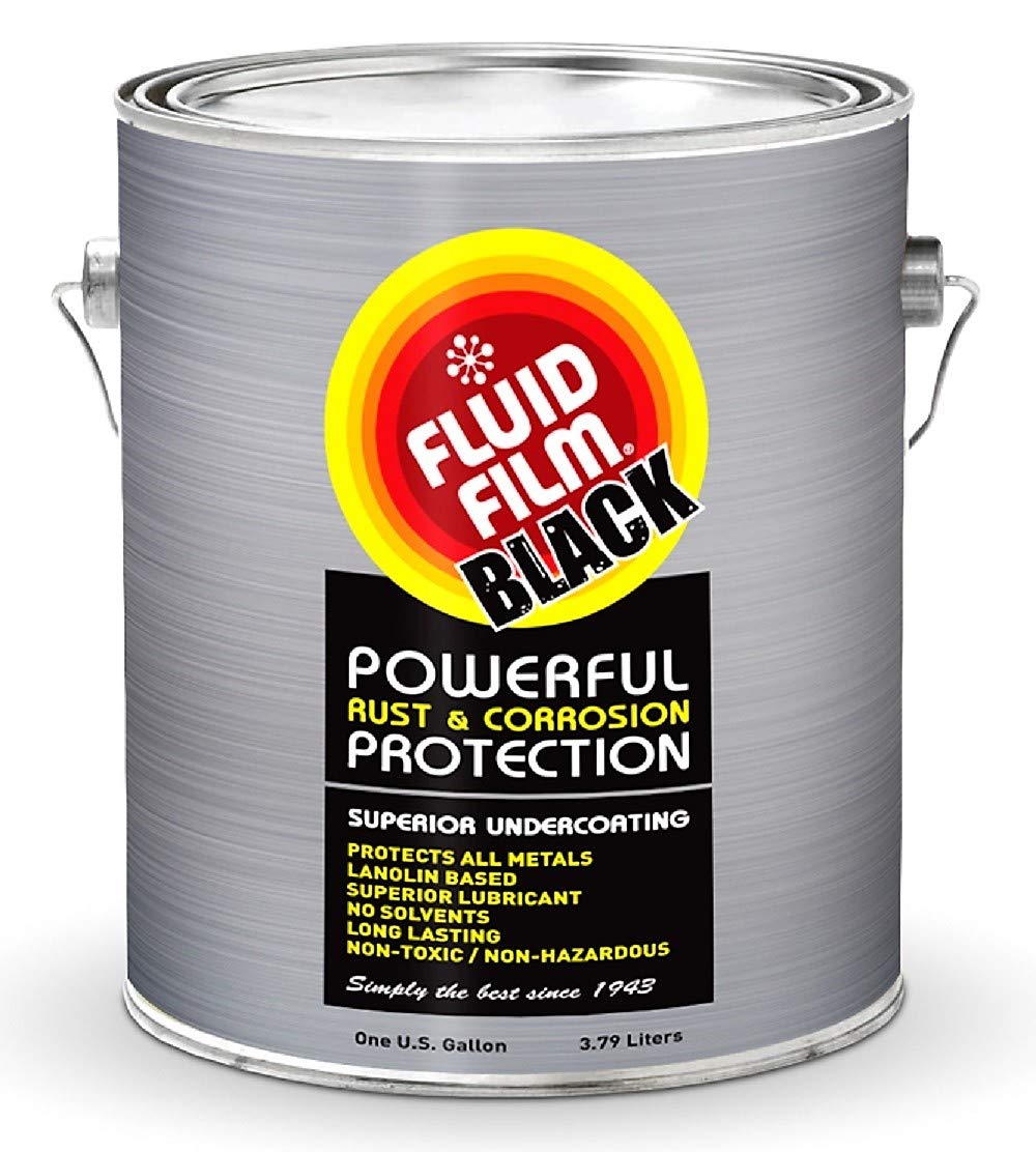 Fluid Film Black Non-Aerosol, Long Lasting Corrosion, Penetrant & Lubricant, Anti-Rust Coating, Protects All Metals in Marine and Undercoating in Automotive & Snow-Handling Vehicles, 1 Gallon