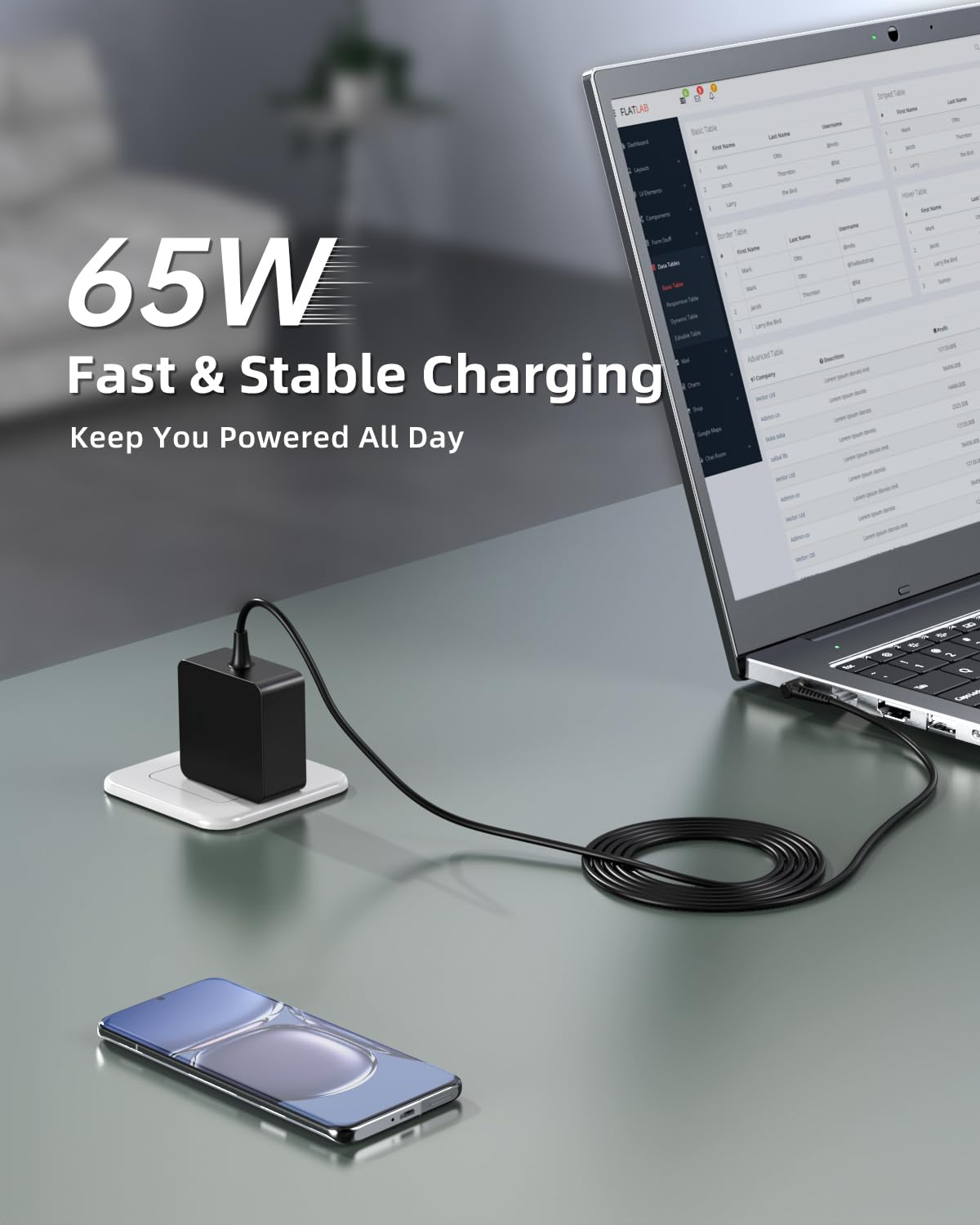 Charger Fit for Lenovo Laptop, Ideapad 3 1 S340 S145 330 320 310, Flex 5, V14 V15 V17, (UL Safety Certified)- Upgraded Version, Foldable Plug, Lengthened Power Cable, Charging Light, 65W 45W