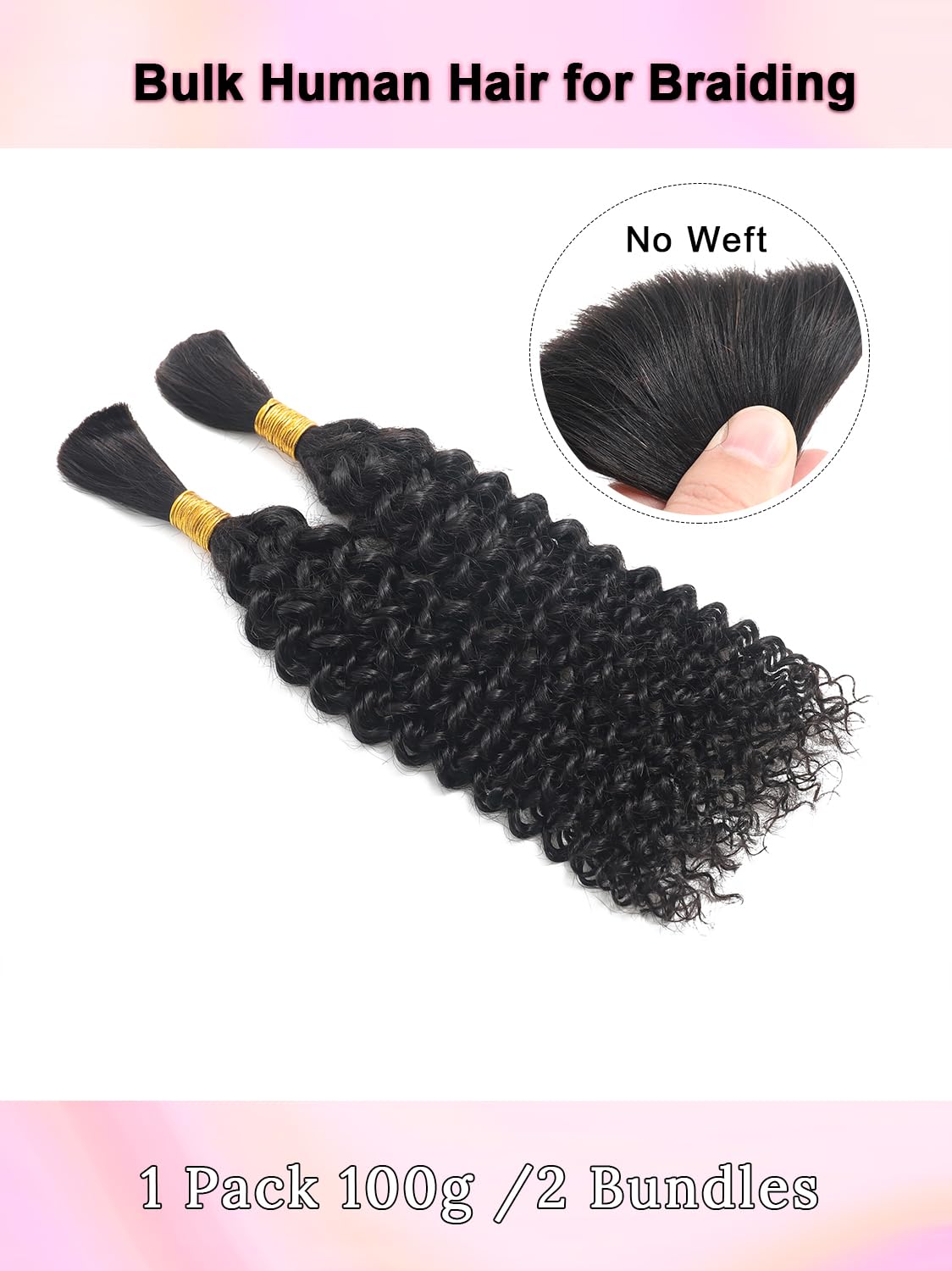 100 Percent Human Braiding Hair For Boho Braids Curly Human Hair Braiding Hair Full Bulk Human Hair For Braiding Wet Wavy 100g 2 Bundles No Weft Micro Braiding Hair Human Hair Extensions YNiSew