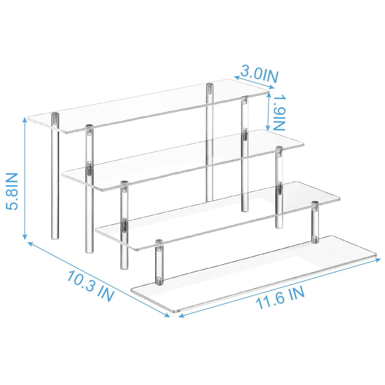 HENABLE 4 Tier Acrylic Perfume Organizer Stand, Clear Display Risers for Perfume, Cologne, Cosmetic, Skincare, Funko POP, Dessert Display, Cupcake Stand Holder
