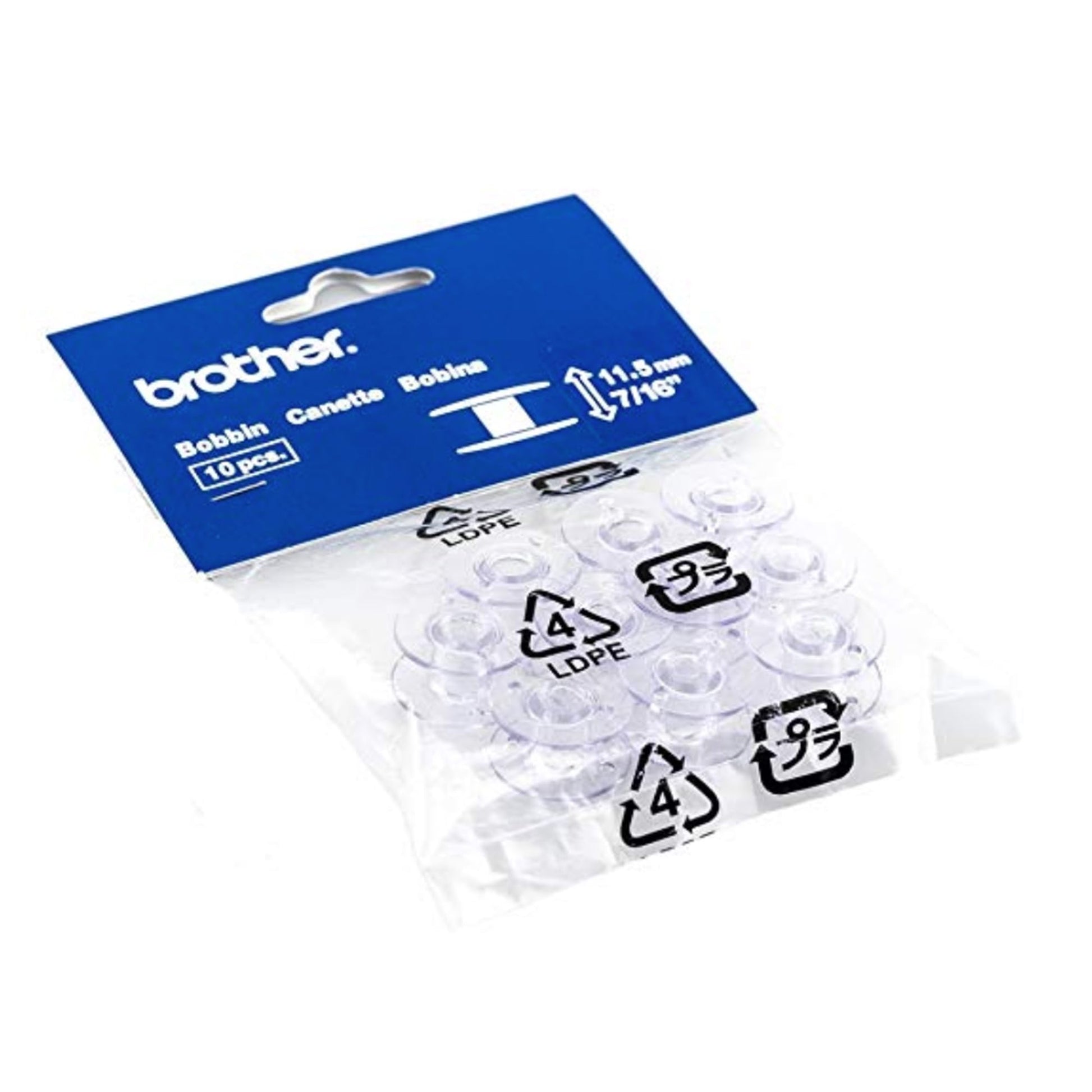 Brother Sewing and Embroidery Bobbins 10-Pack, SA156,Clear, 11.5 mm