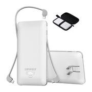 LIPSWEET 10000mAh Portable Charger with Built-in Cables and AC Wall Plug,USB C Fast Charging Power Bank, External Battery Pack Compatible with iPhone,Samsung,Tablet etc ÃƒÂ¢Ã‚Â€Ã‚Â¦