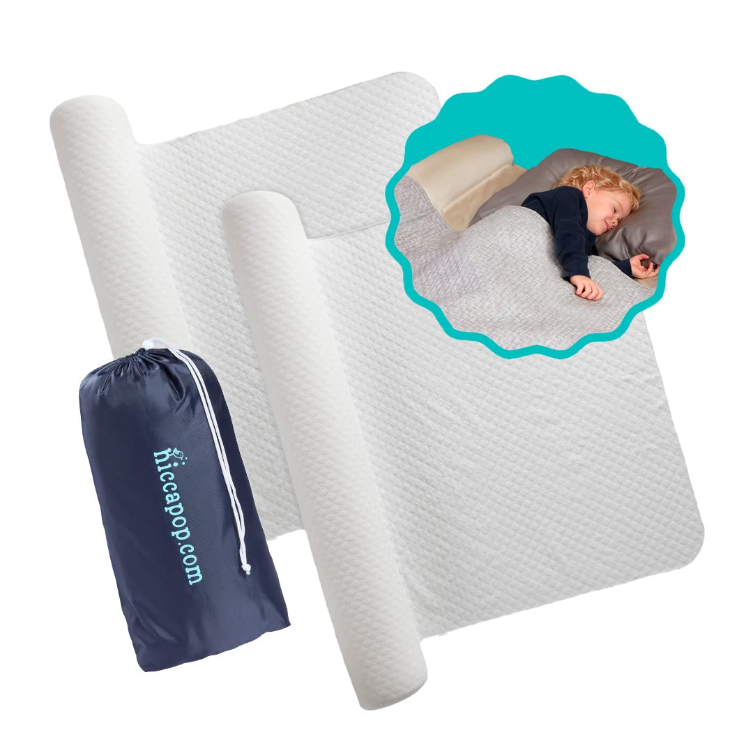 hiccapop [2-Pack Inflatable Bed Rail for Toddlers | Portable, Blow-up Bed Bumper for King, Queen, Full, with Non-Slip Machine-Washable Cover | Travel Bed Rail for Hotel, Grandma's, Vacation