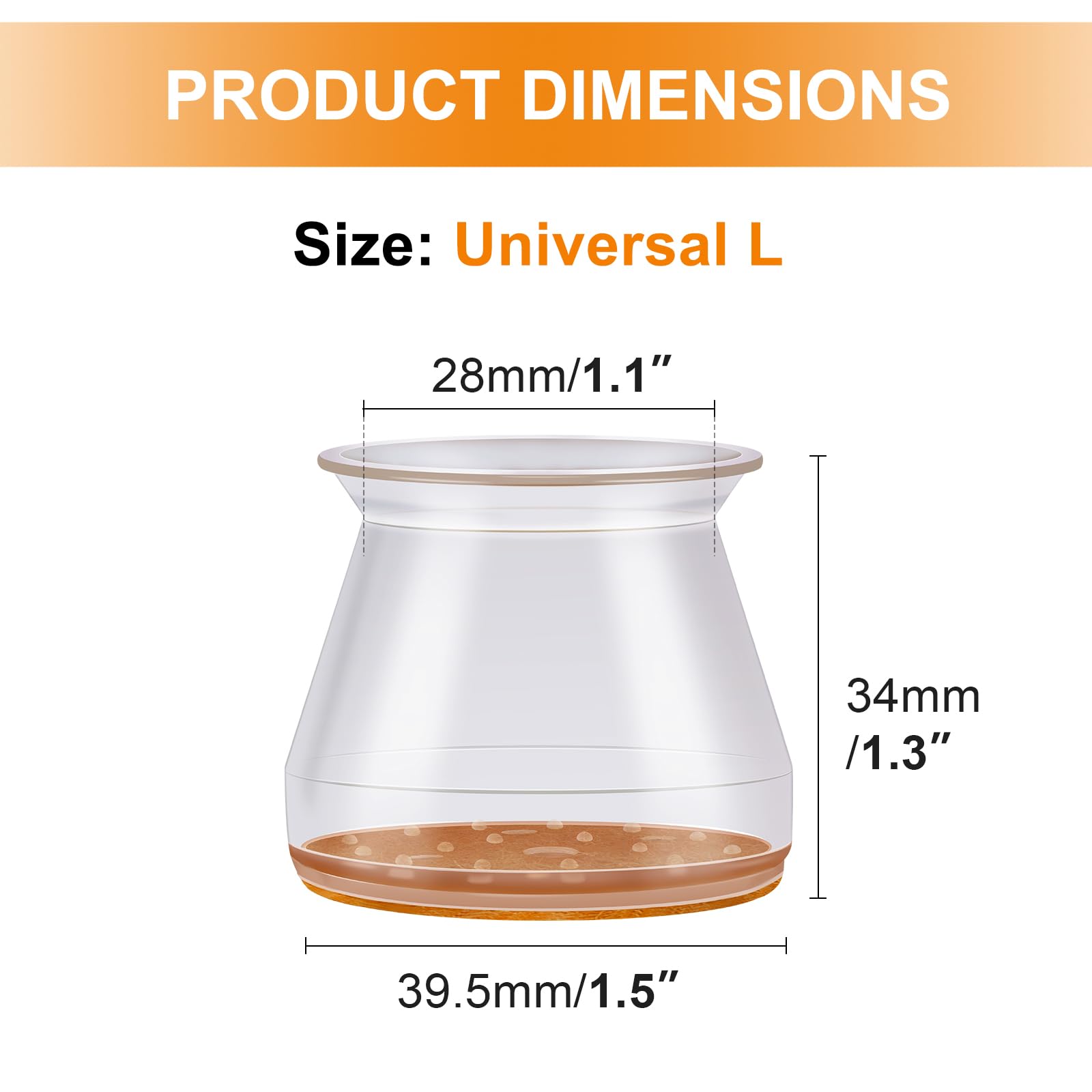 24 Pcs Chair Leg Floor Protectors for Hardwood Floors Silicone Covers to Protect Wood Tile Floors Felt Pads Furniture Leg Caps Anti-Scratch Reduce Noise (Fit:1.3"-2")