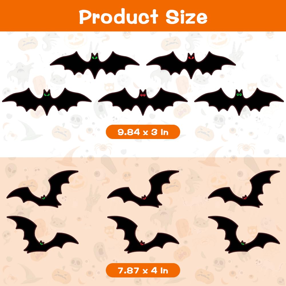 Magnetic Bats Halloween Garage Door Decorations, Magnet Bats Halloween Decorations with Individual Eyes for Garage Door, Car - 23 PCS