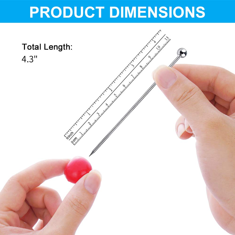 15PCS Cocktail Picks for Drinks, Stainless Steel Cocktail Toothpicks, Reusable Cocktail Skewers, Garnish Picks Bloody Mary Skewers, Metal Martini Picks for Olives Appetizers Fruit (4.3 Inch)