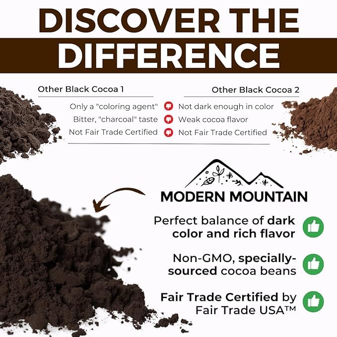 Black Cocoa Powder (8 oz) Bake the Darkest Chocolate Baked Goods, Achieve Rich Chocolate Flavor, Natural Substitute for Black Food Coloring, Dutch-Processed Cocoa Powder, Unsweetened, Extra Dark, Fair Trade Certified