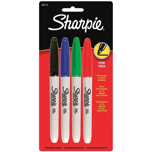 "Sharpie Fine Point Permanent Markers 4/Pkg-Red, Blue, Black, Green"