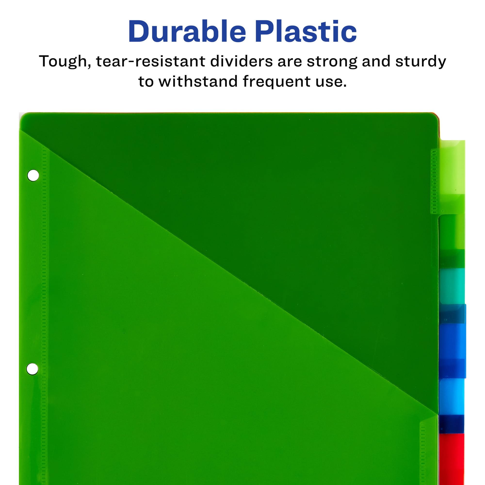 Avery Insertable Plastic Dividers for 3 Ring Binders, 8 Tabs per Set, Big Tabs, Two Pockets, Multicolor Binder Dividers, Works with Sheet Protectors (11903)