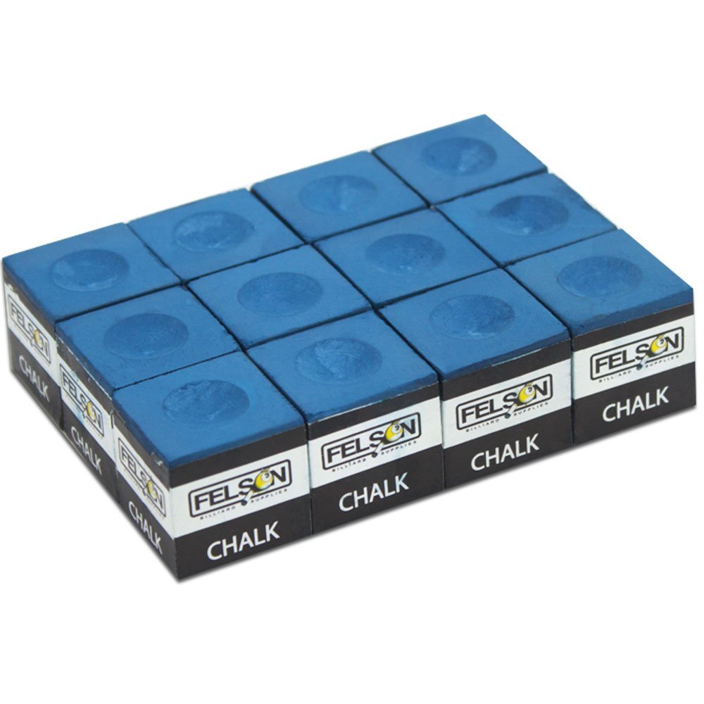 Felson Pool Chalk Cubes | Pool Table Accessories for Table Billiards | Pool Cue Chalk & Storage Box | Blue 12 Count (Pack of 1)