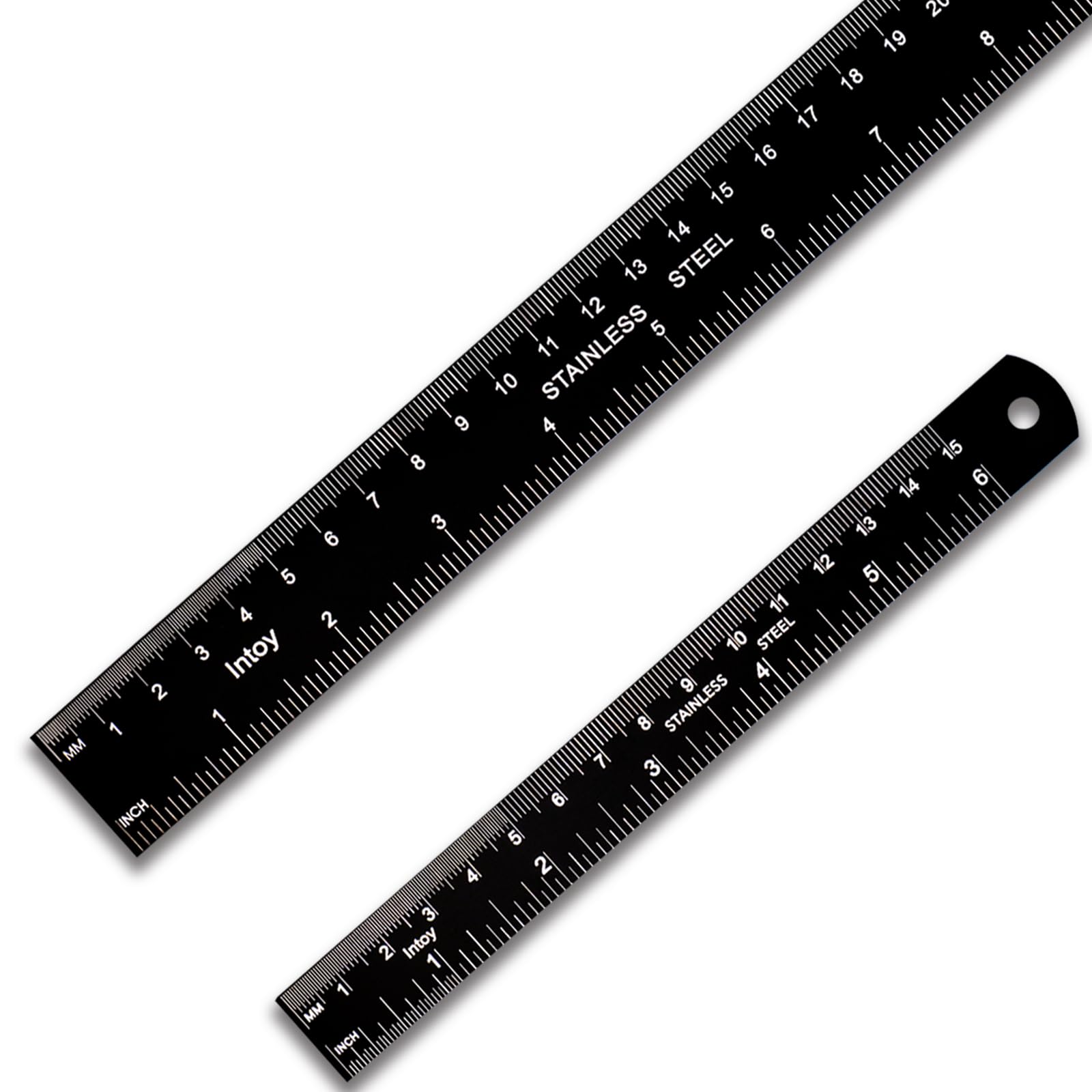 Zotemo Metall-Lineal-Set 30 cm und 15 cm, Lineale aus Edelstahl mit Zentimeter-, Millimeter- und Zollskala und Umrechnungstabelle für Büro und Schule, gut lesbares metrisches Lineal-Set, 2er-Pack
