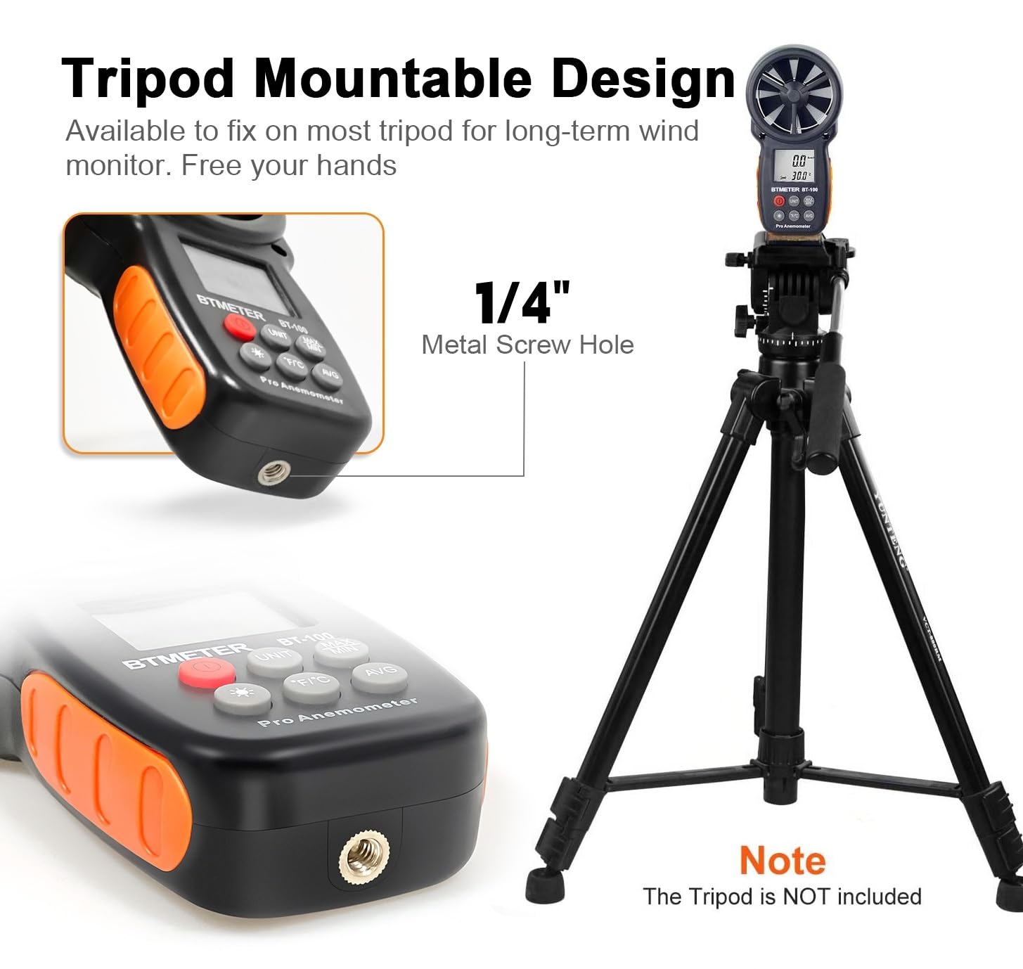 BTMETER BT-100 Handheld Anemometer, Digital Wind Speed CFM Meter Gauge Air Flow Velocity Tester for HVAC Shooting Drone, Wind Chill, 14℉-113℉ Wind Temperature