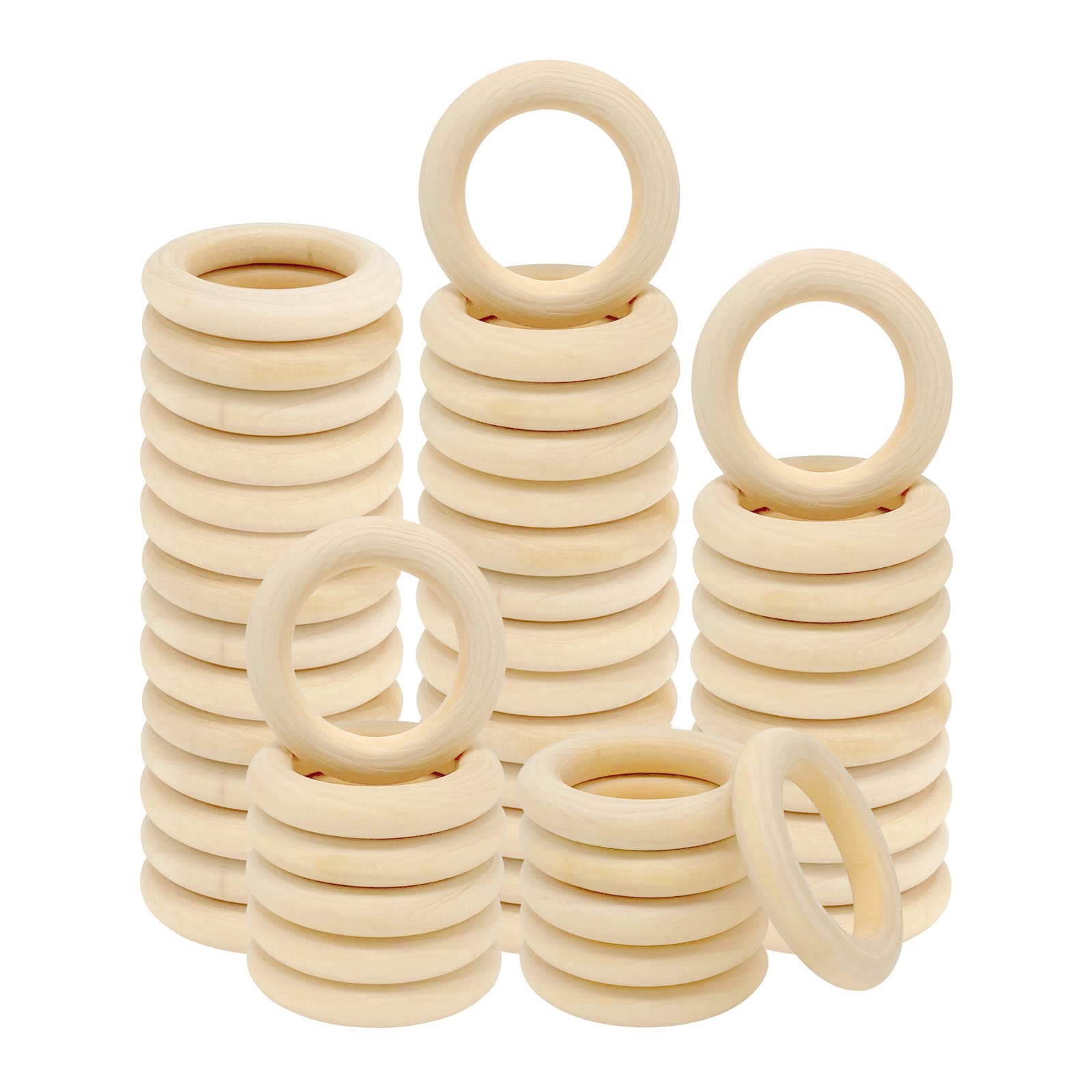 20PCS Natural Wood Rings for Crafts, Macrame Rings for DIY, Wooden Rings Without Paint, Pendant Connectors 55mm/2.2inch