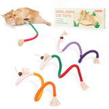 Gochanmon Sisal Rope Cat Toys,3 Pack Bite-Resistant Catnip Toys,Cat Toys for Bored Indoor Cats, Safe Teeth Cleaning Chew Cat Toy,Interactive Cat Kicker Toys for Indoor Cats, Kitten Toys 27" All Breeds