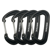 12KN Aluminum Carabiner Clip 4 Pack for Hammocks, 2700lbs Heavy Duty Large Clipping On Camping Accessories, Climbing,Water Bottle,Backpacking and More - Black