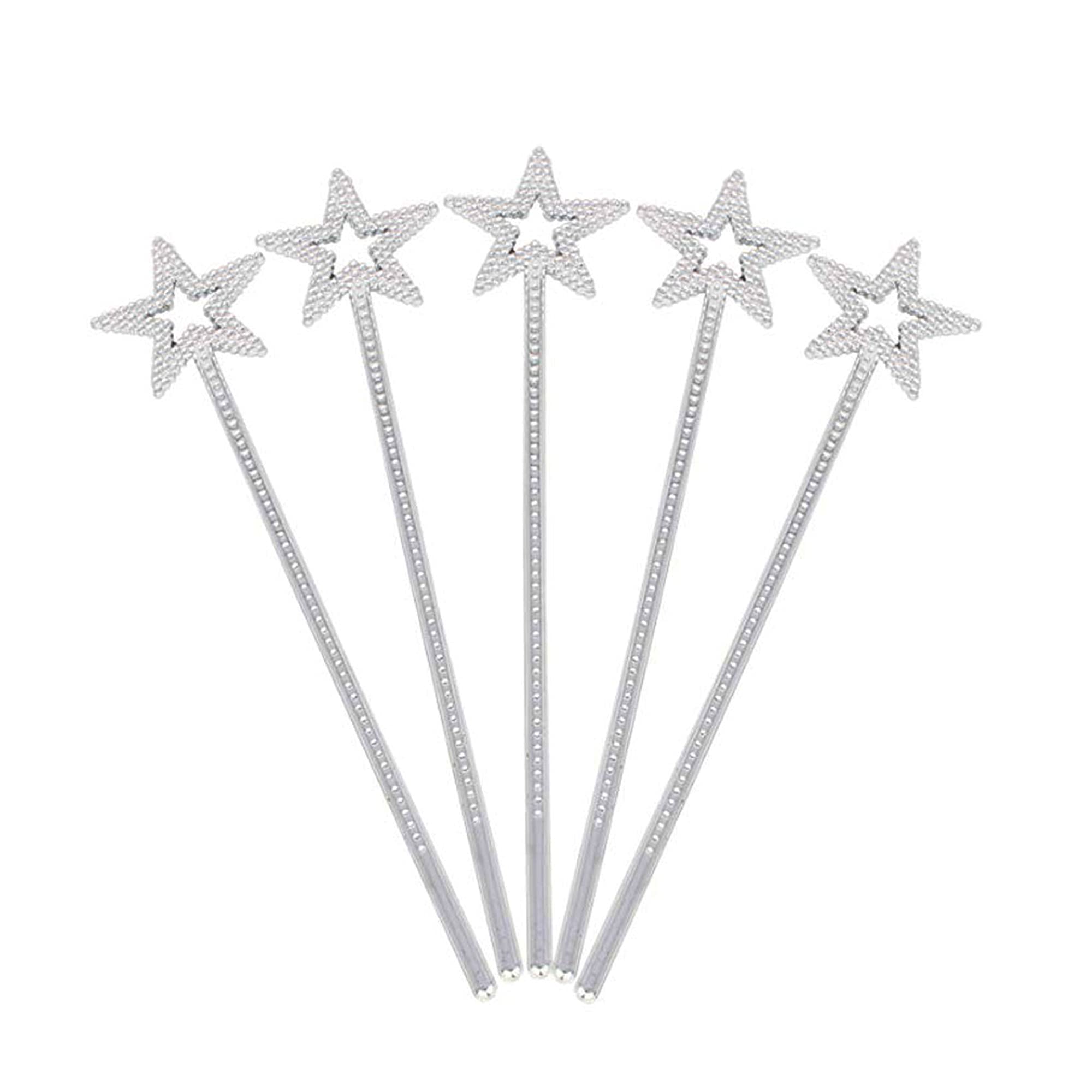 MYUBWTF Silver 13 Inches Star Wand Elf baton, Angel Star Magic Wand, Silver Fairy Princess Plating, Silver Stars Stick