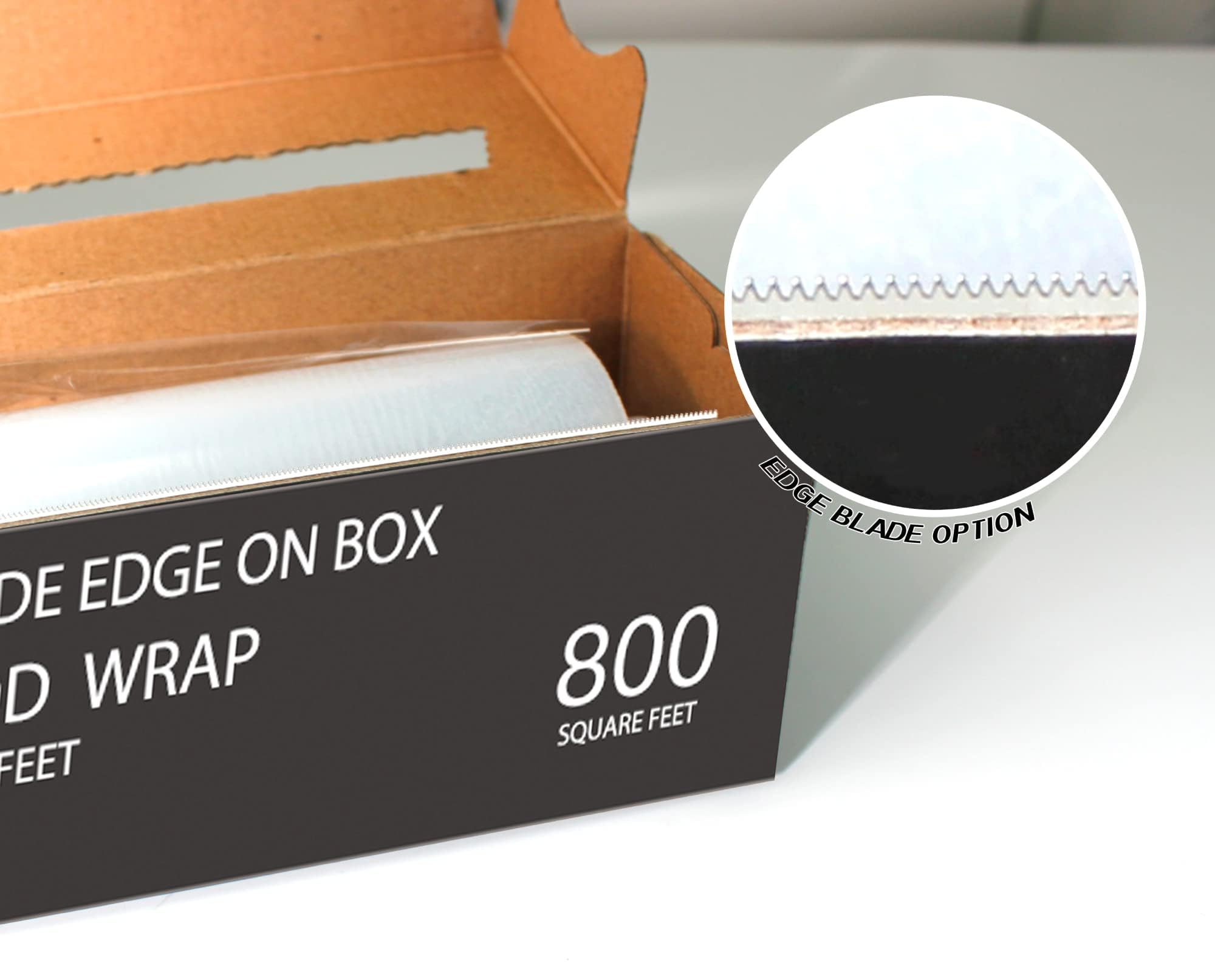 Plastic Food Wrap- 800 SQ. FT. BPA-Free, Includes Optional Slide Cutter, Extra Cling And No Mess, Clear