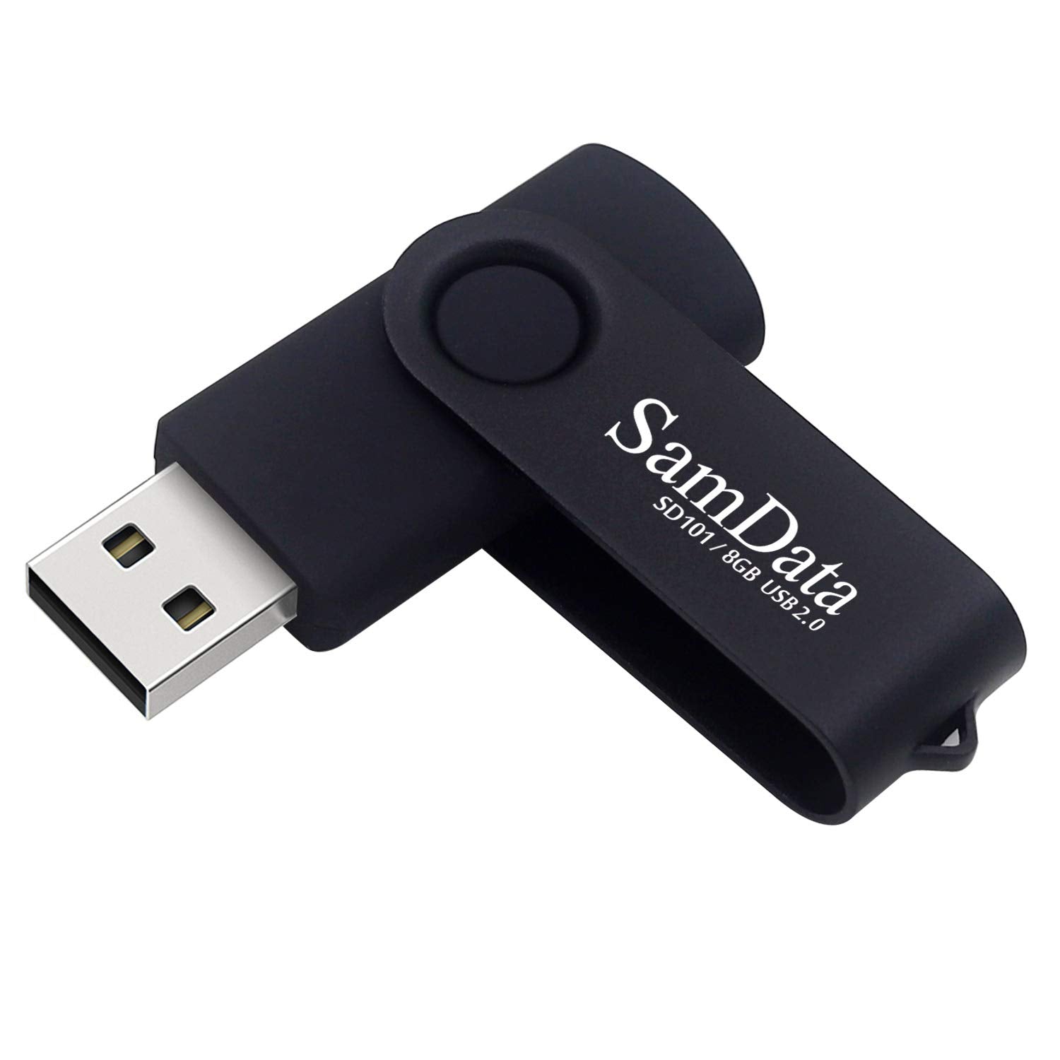 SamData USB Flash Drive 8GB 1 Pack USB 2.0 Thumb Drive Swivel Memory Stick Data Storage Jump Drive Zip Drive Drive with Led Indicator (Black, 8GB-1Pack)