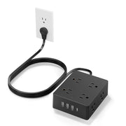 Surge Protector Power Strip, Olcorife Ultra Thin Flat Plug Extension Cord 5ft, 8 Outlets 4 USB Ports(1 USB C), Flat Wall Plug Outlet Extender, College Dorm Room Essentials, Black