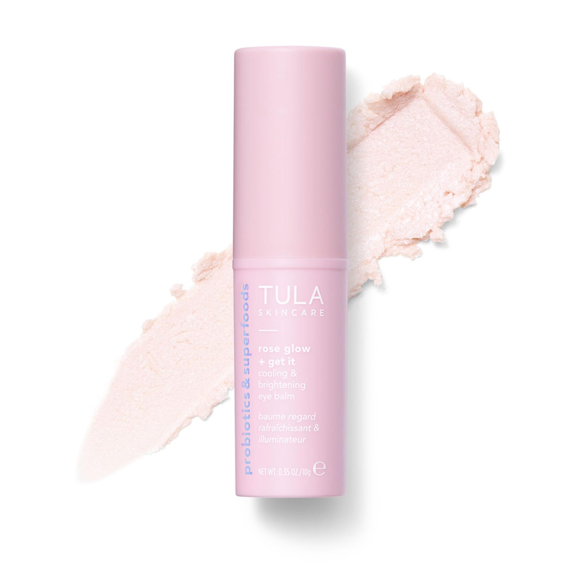 TULA Skin Care Eye Balm Rose Glow - Dark Circle Treatment, Instantly Hydrate and Brighten Undereye Area, Portable and Perfect to Use On-the-go, 0.35 oz.