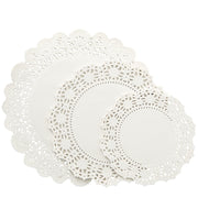 150 Pack Round White Paper Doilies Assorted Sizes for Cake, Food, Dessert - Lace Paper Placemats for Crafts, Plates, Party Table, Wedding (6.5, 8.5, and 10.5 Inch)