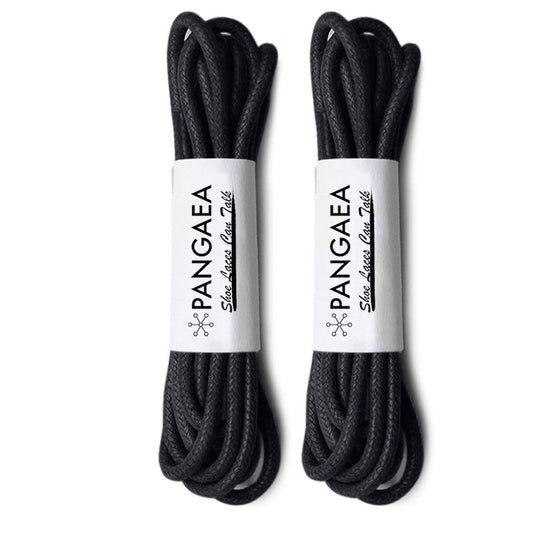 PANGAEA [4 Laces] 2-Pair Pack Waxed Round Oxford Shoe Laces for Dress Shoes Chukka 3/32Inch Thin(#01 Black,34in (86cm))