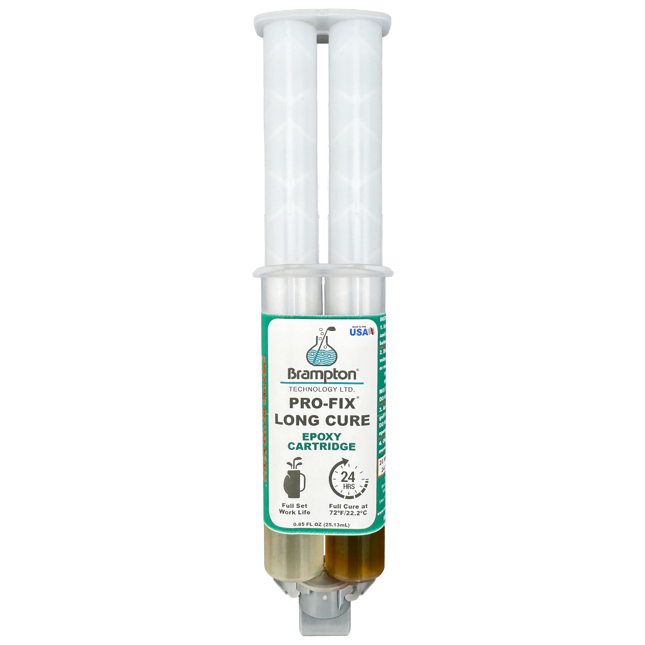 Brampton PRO-FIX Long Cure Golf Epoxy, 20-Min Full-Set Work Life, Extra Strength, Impact Resistant, 2-Part Epoxy Glue Kit for Golf Clubs, Shafts, Heads, Drivers, Putters, 1:1 Mix, 0.85 oz
