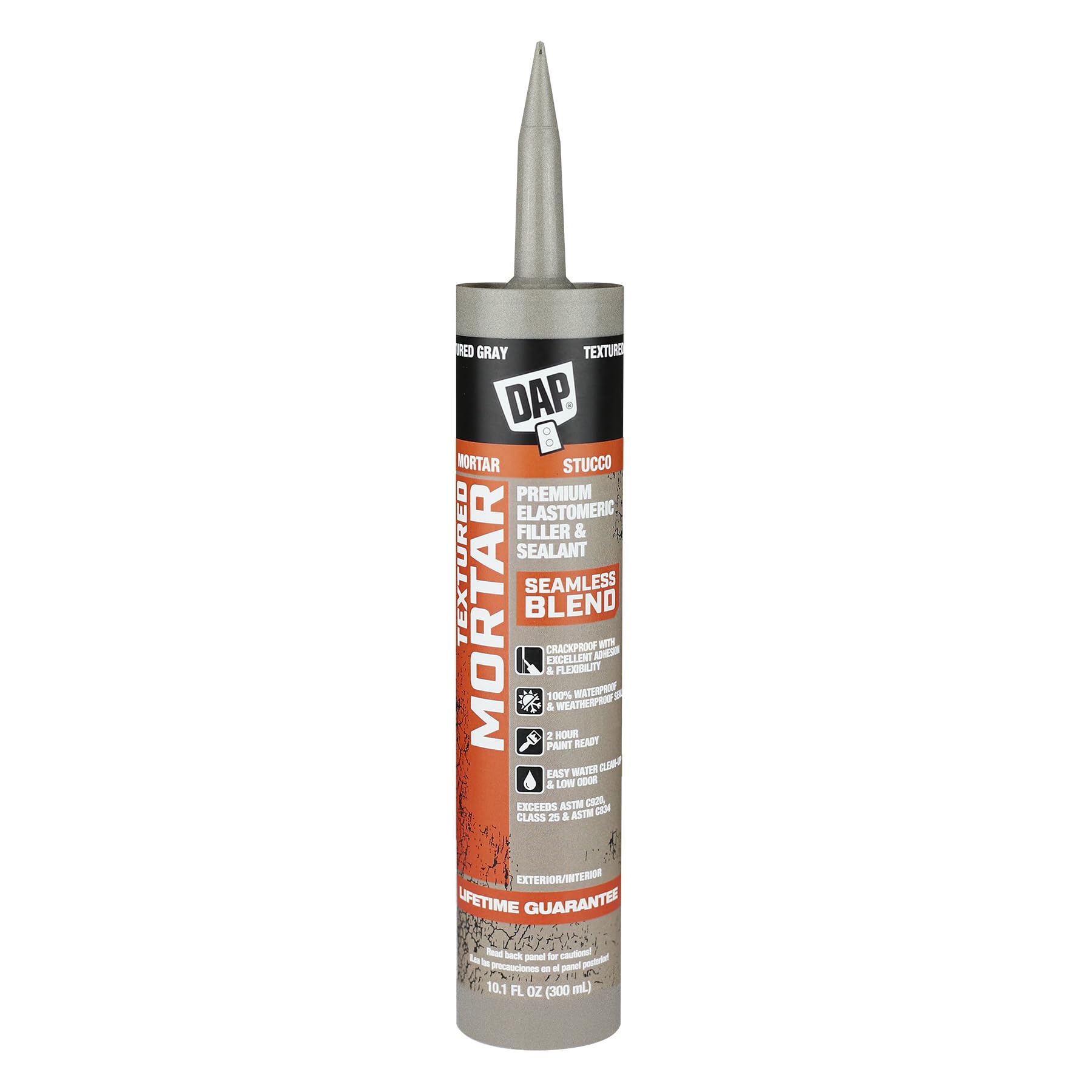 DAP Textured Mortar Premium Elastomeric Latex Filler & Sealant, Gray, 10.1 Oz (7079810082)