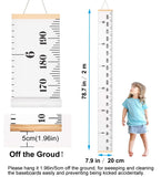 SUJAYU Growth Chart for Kids, Canvas Height Chart Ruler Removable Wood Hanging Wall Ruler Measurement Chart for Home Decoration (White)