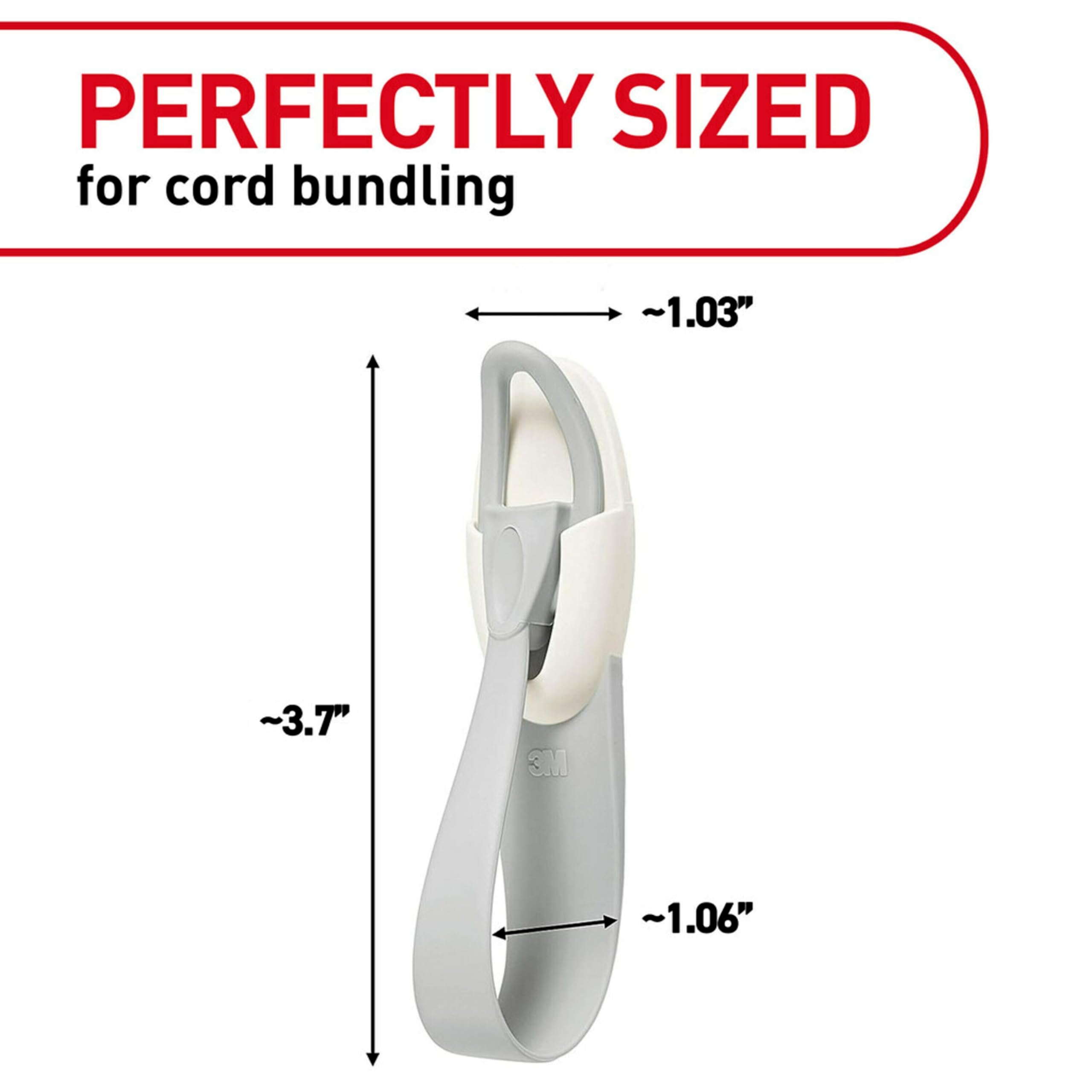 Command Cord Bundlers, Damage-Free Hanging Cord Organizer, No Tools Cord Bundler for Hanging Electrical Cables, 6 Gray Cord Bundlers and 12 Command Strips