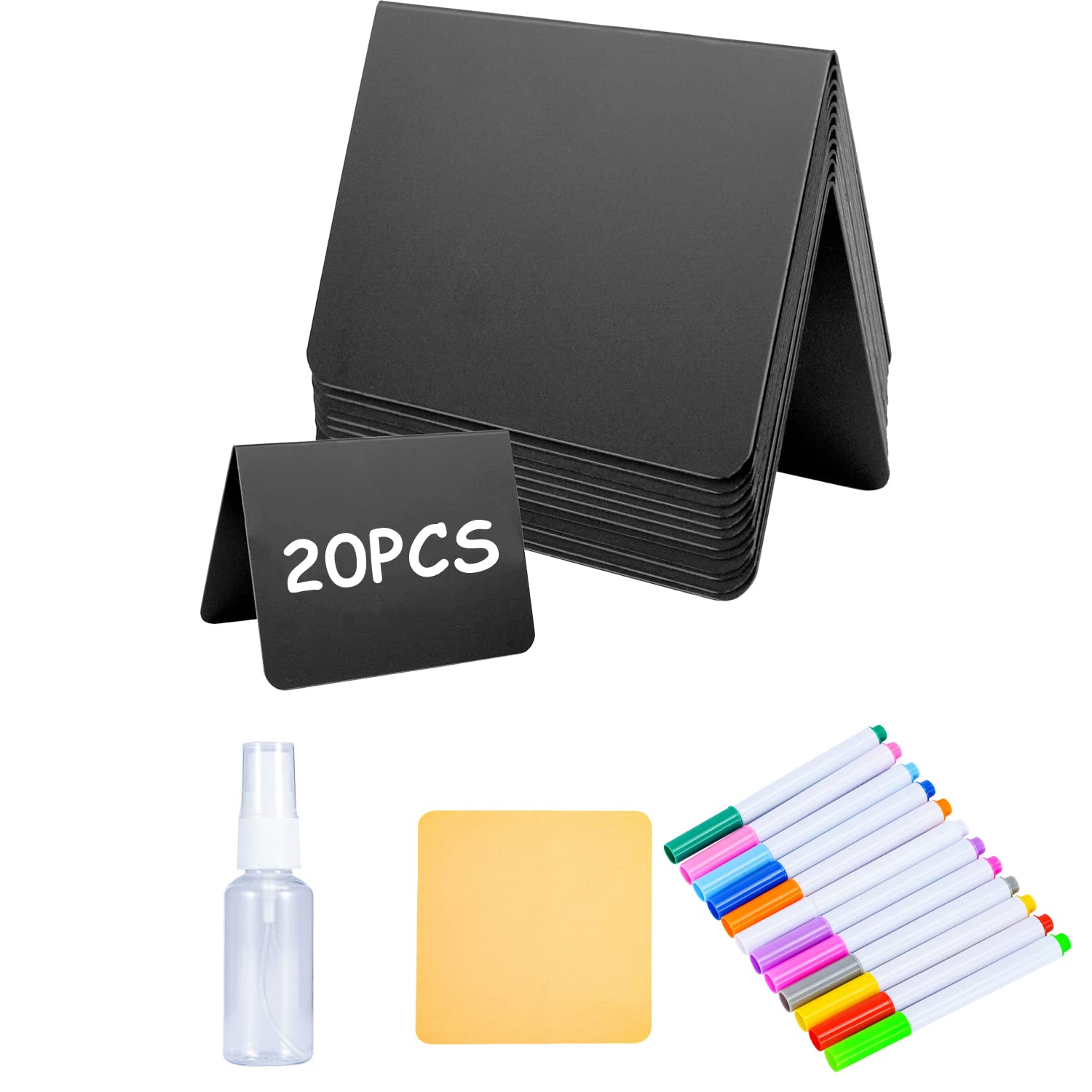 20PCS Mini Chalkboard Signs for Food, Reusable and Reserved Table Signs, Food Labels for Party Buffet, Easy to Write and Wipe Out, Catering Supplies Buffet Display, Place Cards