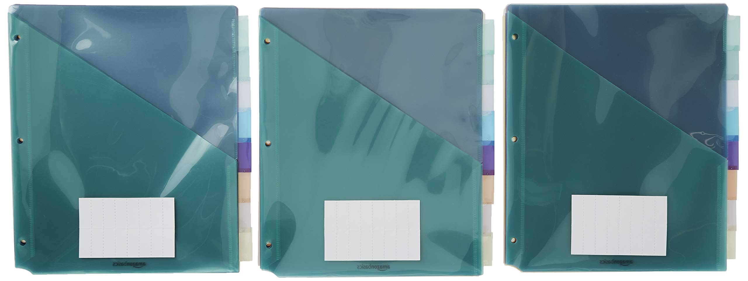Amazon Basics Tab Dividers for 3 Ring Binder, Two Pocket, Letter Size, Assorted Colors, 24 Count