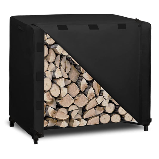 Easy-Going 4 Feet Outdoor Log Rack Cover Durable Waterproof Weatherproof Firewood Cover with Openable Front Flap, Cover ONLY (48"x24"x41", Black)