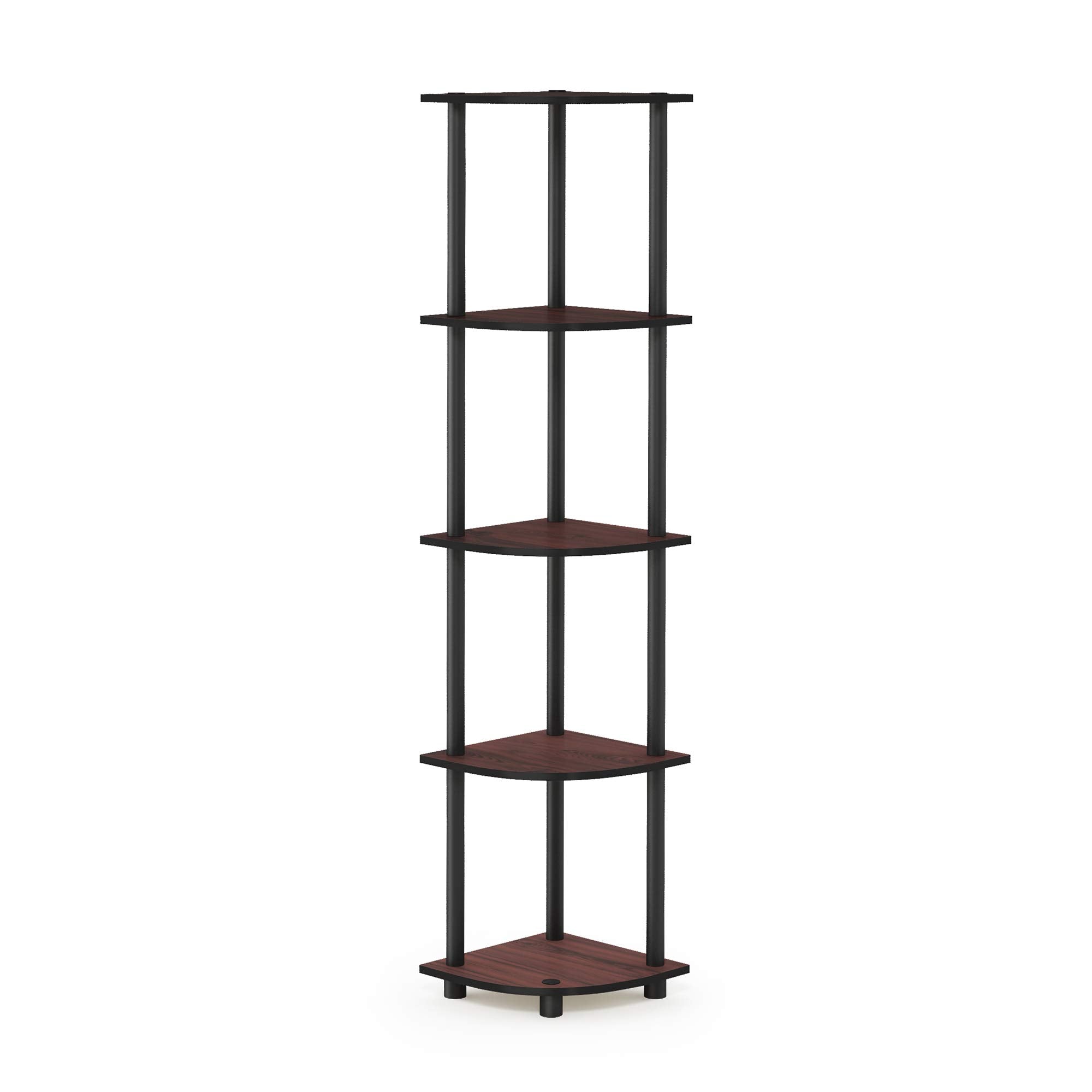 Furinno Turn-N-Tube 5 Tier Corner Display Rack Multipurpose Shelving Unit, 1-Pack, Espresso/Black