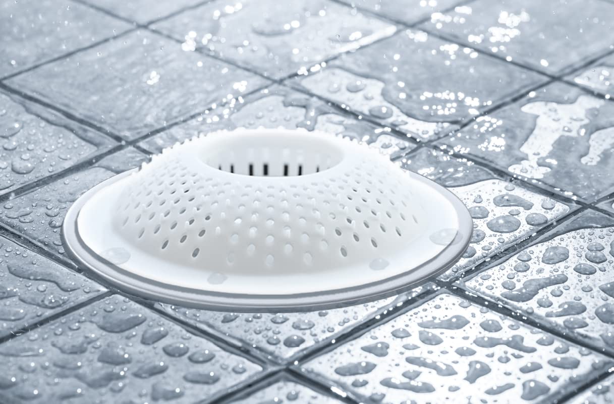 Hairstopper Drain Cover Hair Catcher for Shower and Bathtub, Protects Against Clogs Without Blocking Water Flow, White, 3 Pack